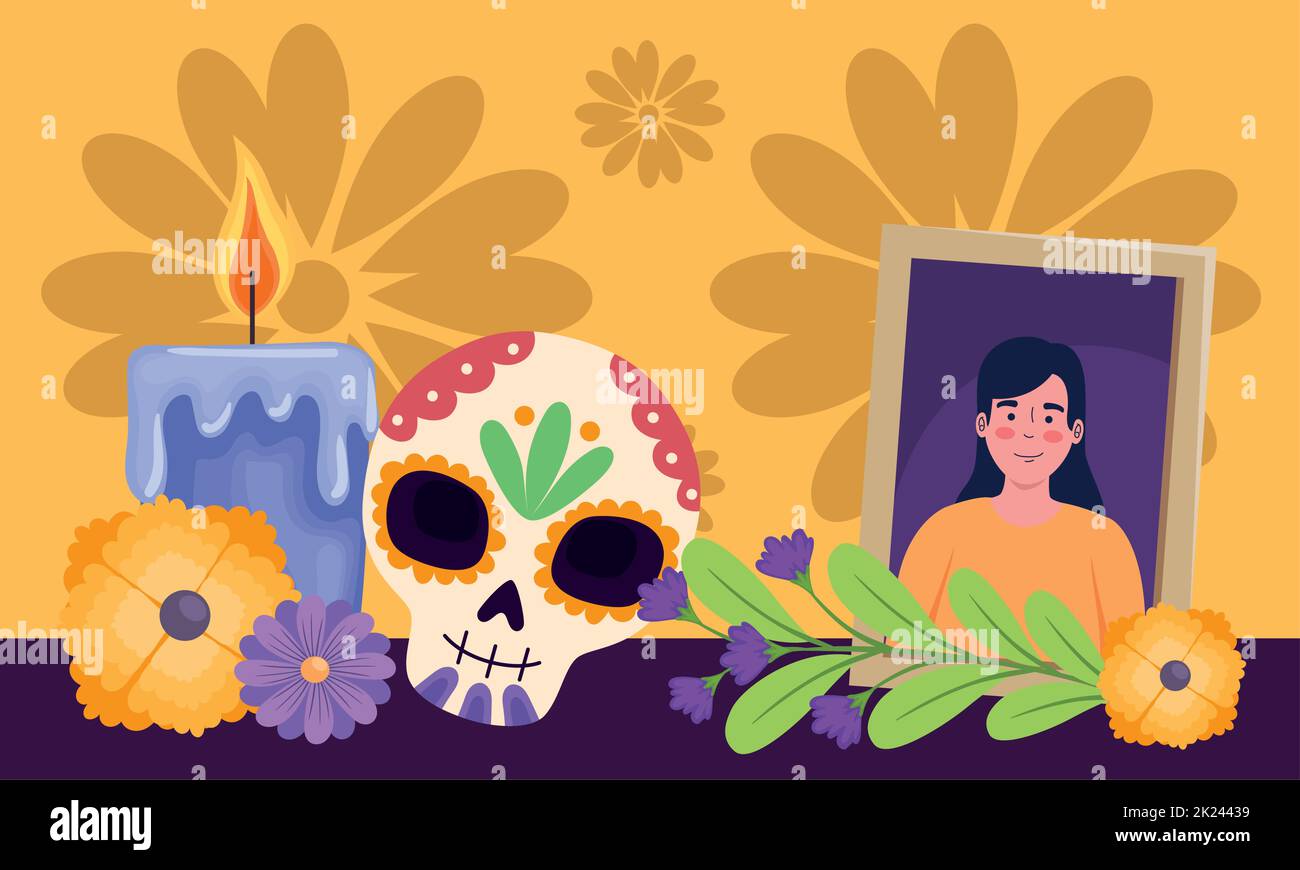 dia de los muertos skull with altar Stock Vector Image & Art - Alamy