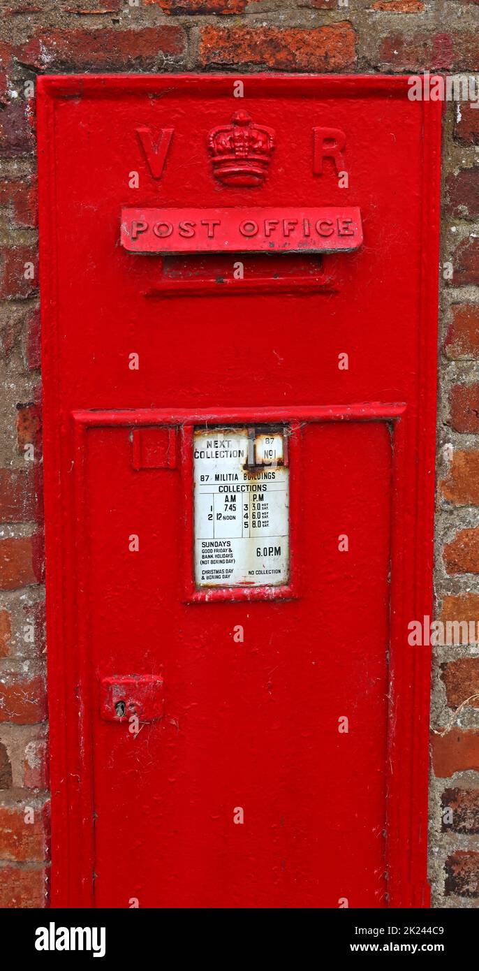 Victoria Regina red British post office pillar box, Ellesmere Port ...