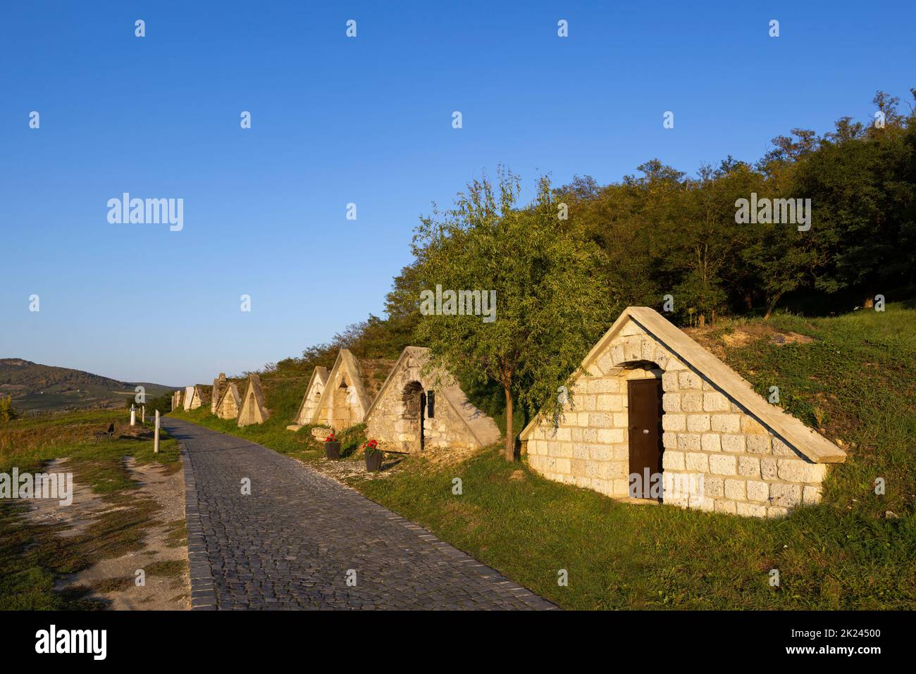 Autumnal Gombos-hegyi pincesor in Hercegkut, UNESCO site, Great Plain, North Hungary Stock Photo