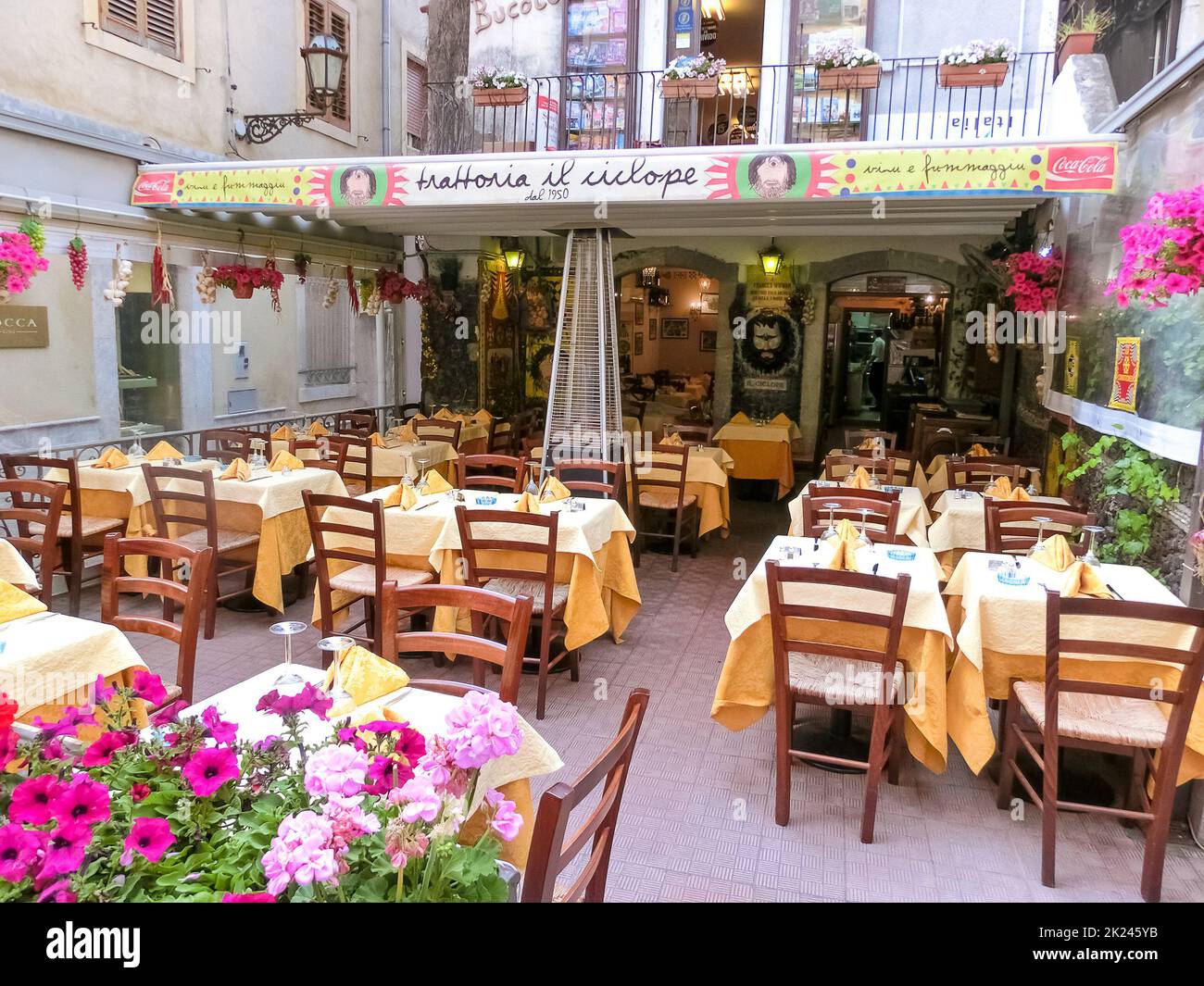 Taormina, Sicily, Italy - May 05, 2014: Luxury Il Gattopardo Restaurant in the beautiful town Taormina, Sicily, Italy Stock Photo