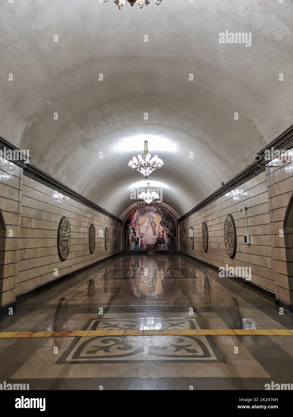 ALMATY, KAZAKHSTAN - NOVEMBER 8, 2019: Auezov Theater Almaty Metro subway Station. Stock Photo
