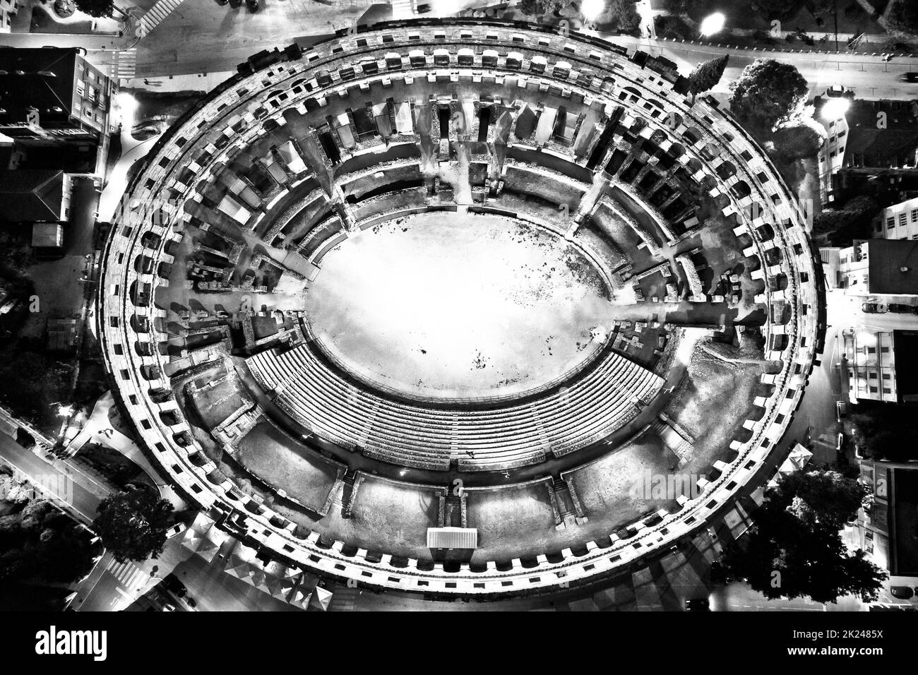 Detail view roman amphitheatre Black and White Stock Photos & Images ...