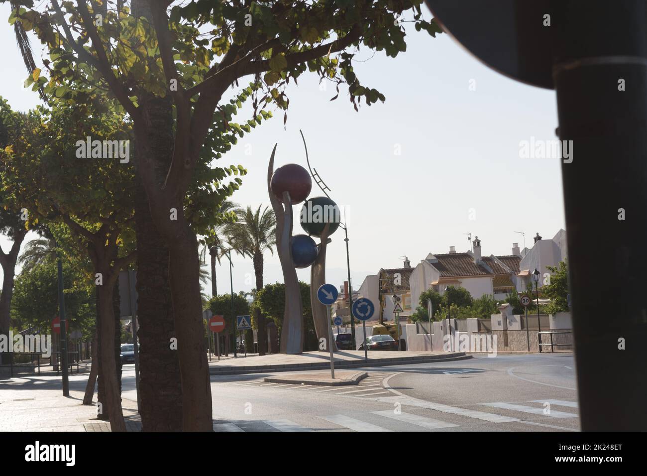 MALAGA, COSTA DEL SOL, SPAIN - AUGUST 28, 2019: Roundabout in Alhaurín de la Torre on AV Malaga Stock Photo