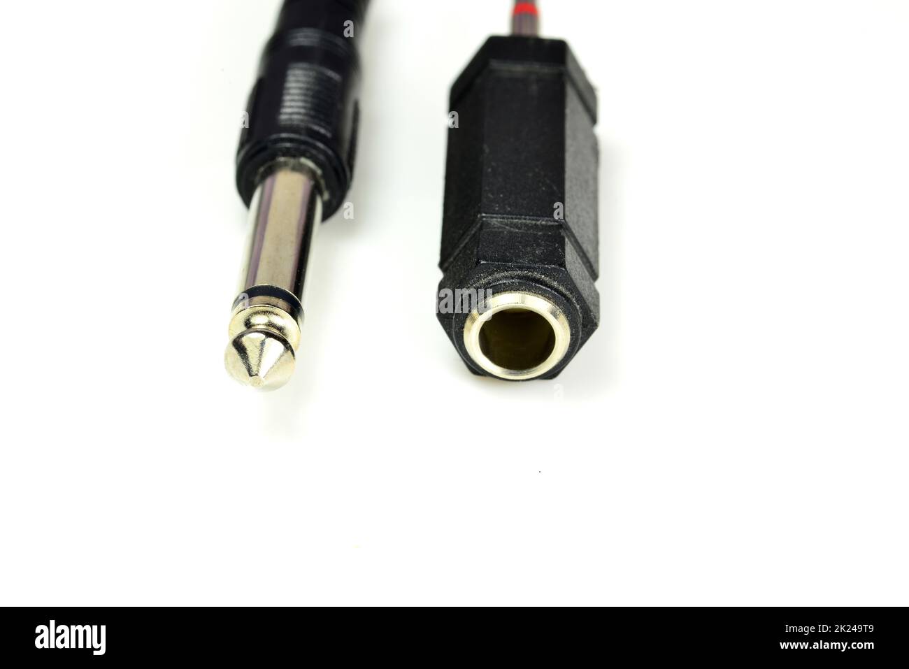 phone jack with coupling for an extension cable in a closeup Stock