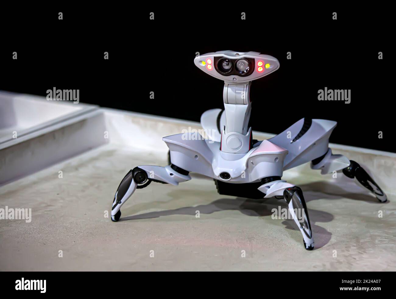 The radiocontrolled model robotspider at the exhibition Stock Photo