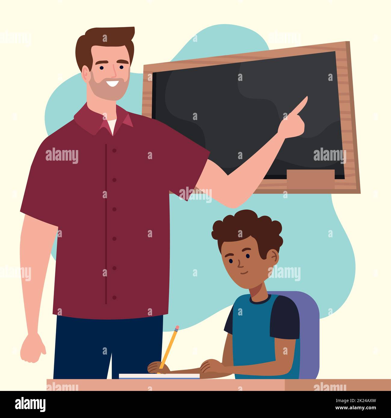 male teacher with schoolboy Stock Vector Image & Art - Alamy