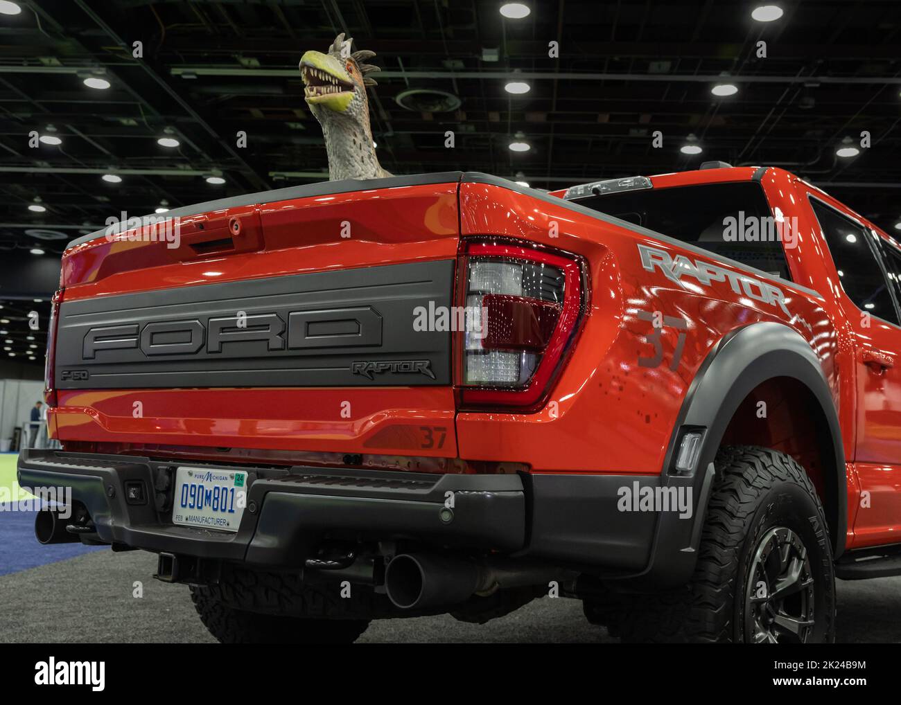 DETROIT, MI/USA SEPTEMBER 14, 2022 Closeup of a Ford F150 Raptor