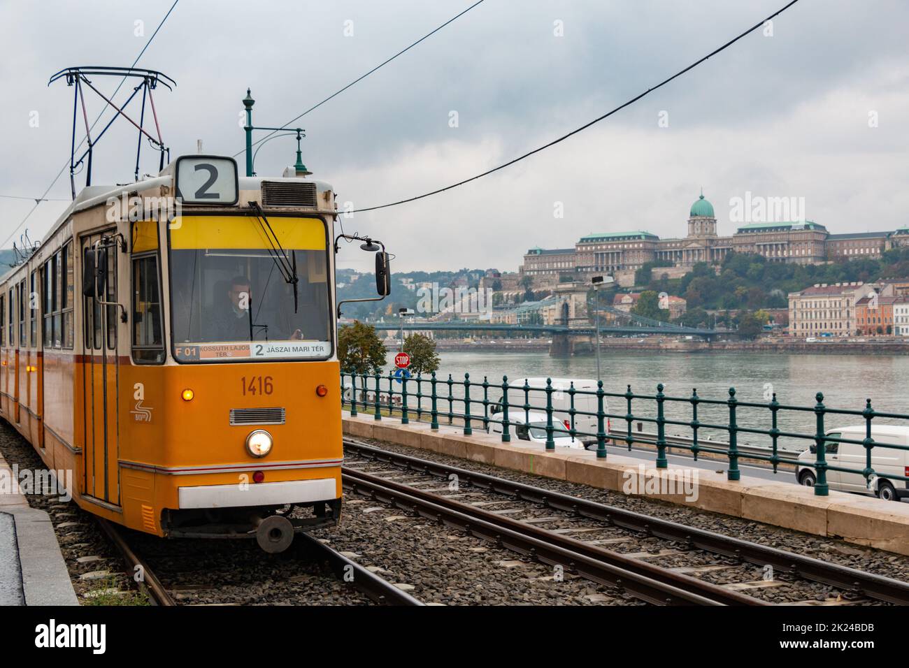 A picture of the iconic tram number 2 of Budapest Stock Photo - Alamy