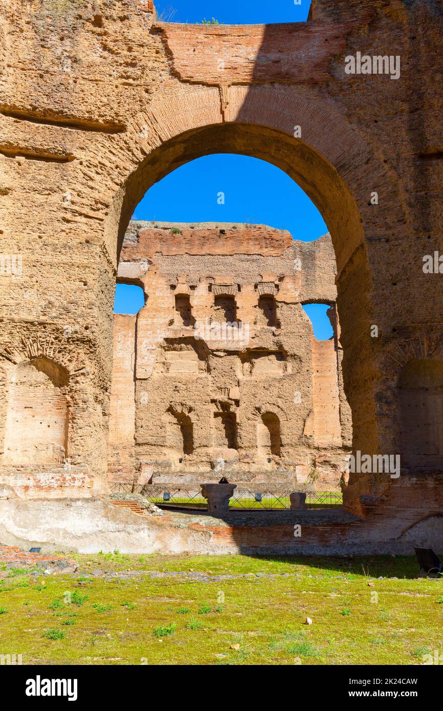 3rd century Baths of Caracalla (Terme di Caracalla), ruins of ancient Roman public baths, Rome, Italy Stock Photo