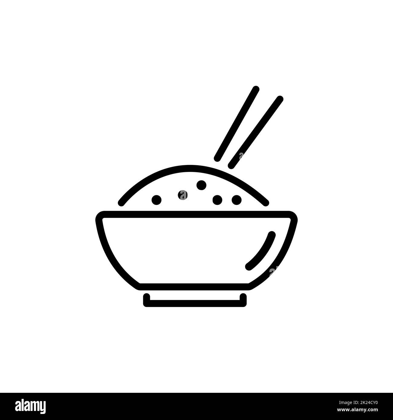 Rice in the bowl outline icon Stock Vector