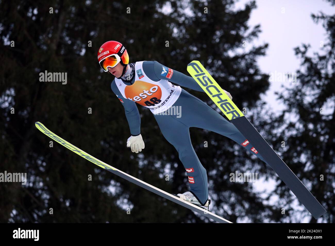 Philipp Aschenwald (Österreich) beim FIS Weltcup Skispringen Qualifikation Titisee-Neustadt Stock Photo