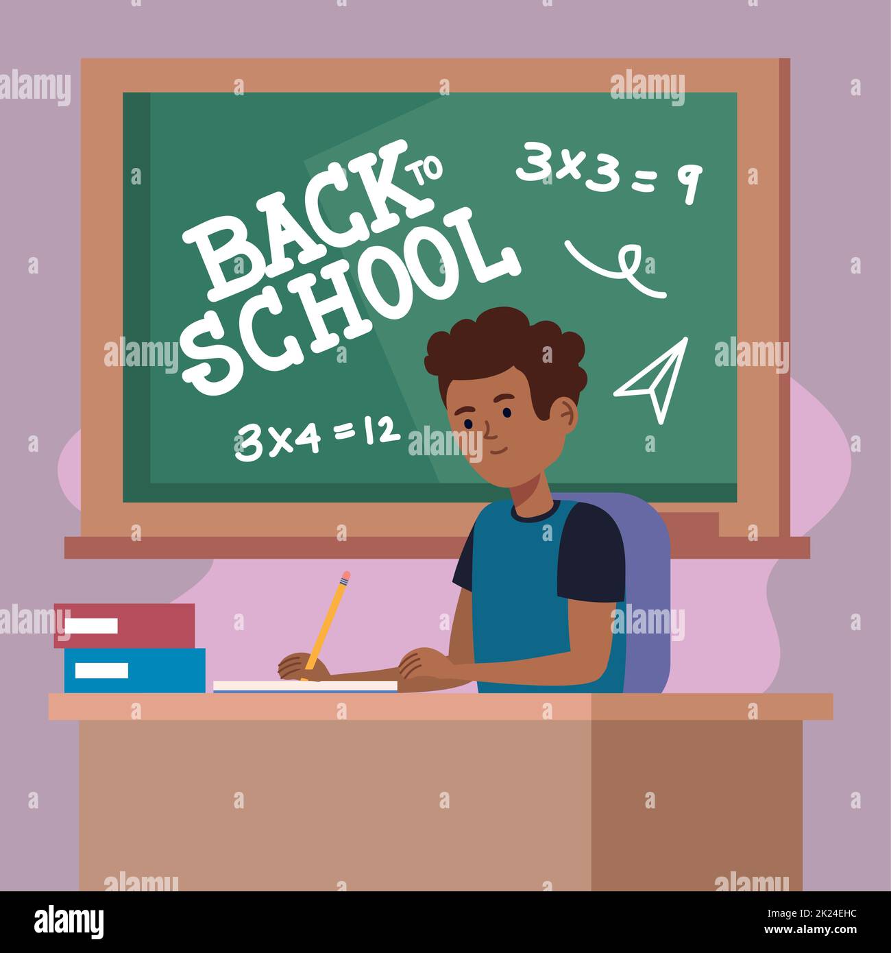 back to school lettering with schoolboy Stock Vector Image & Art - Alamy