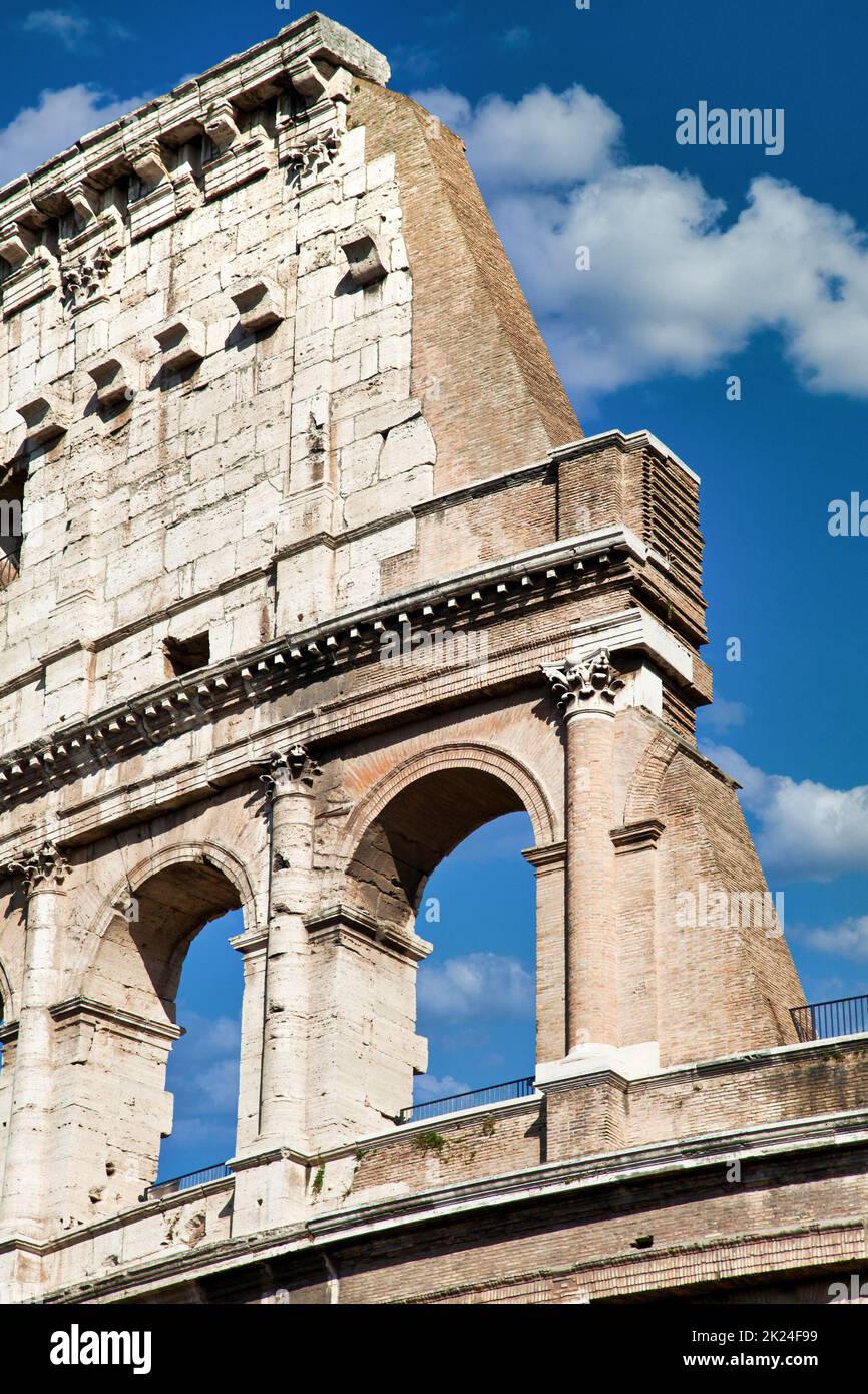 Rome, Italy. Arches archictecture of Colosseum (Colosseo) exterior with