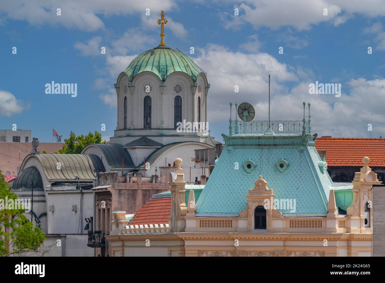 Serbian Orthodox Patriarchate Church and Museum Dome in Belgrade Stock Photo