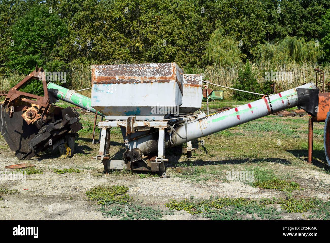 Unloading auger of combine. Details of agricultural machinery Stock