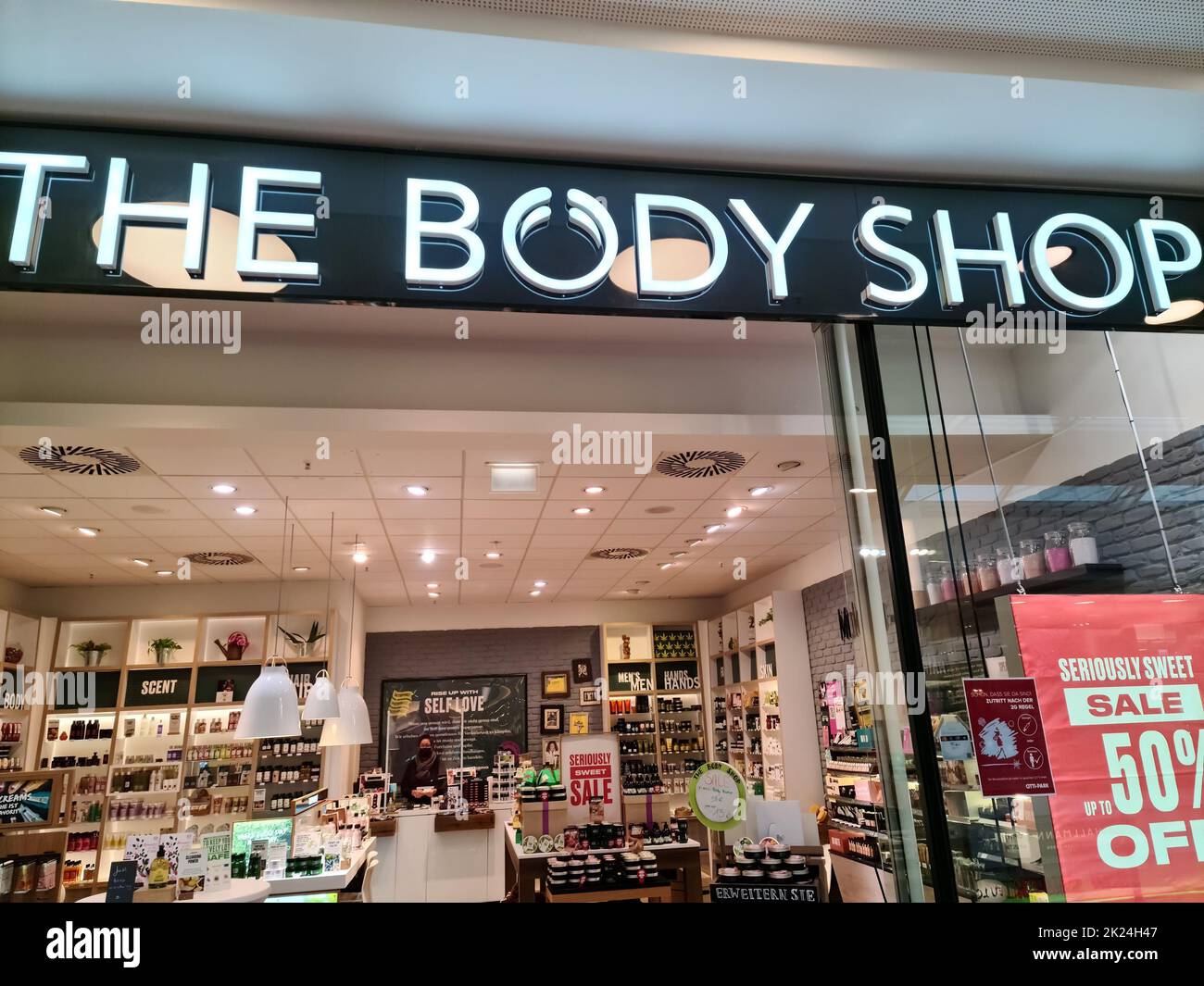 The entrance area of a cosmetics shop of the company The Body Shop ...