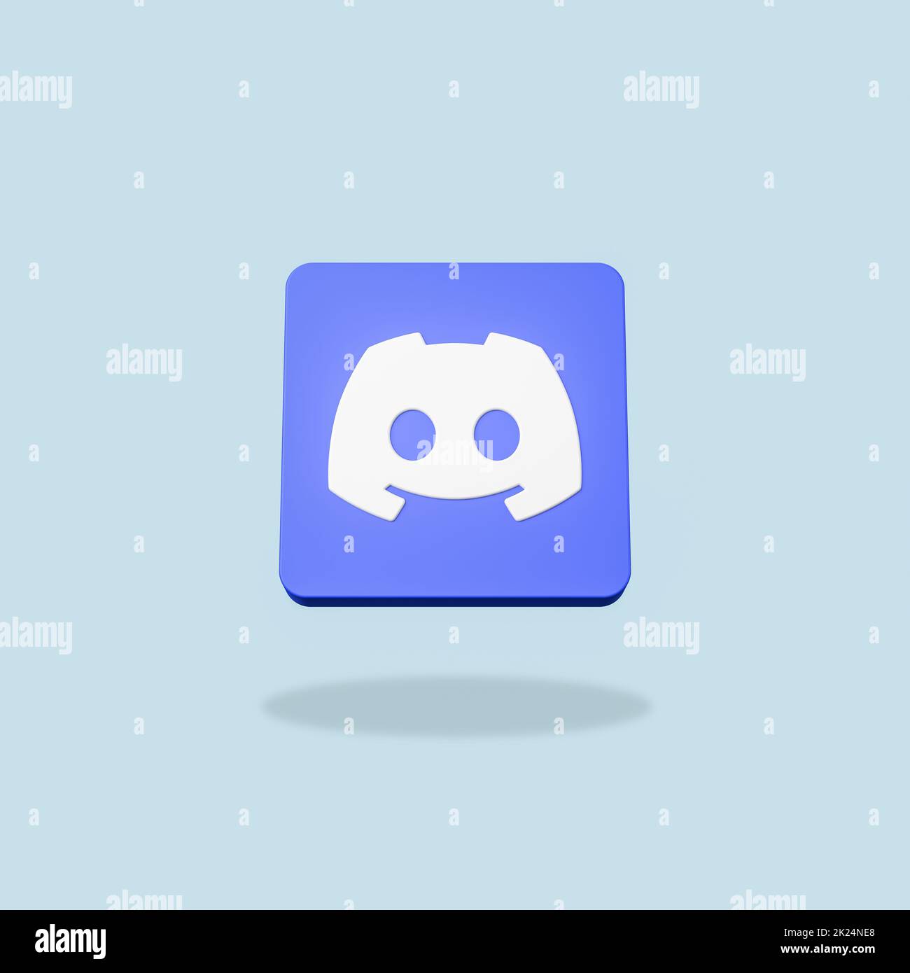 Discord Logo 3D Shape Isolated on Flat Blue Background with Shadow 3D