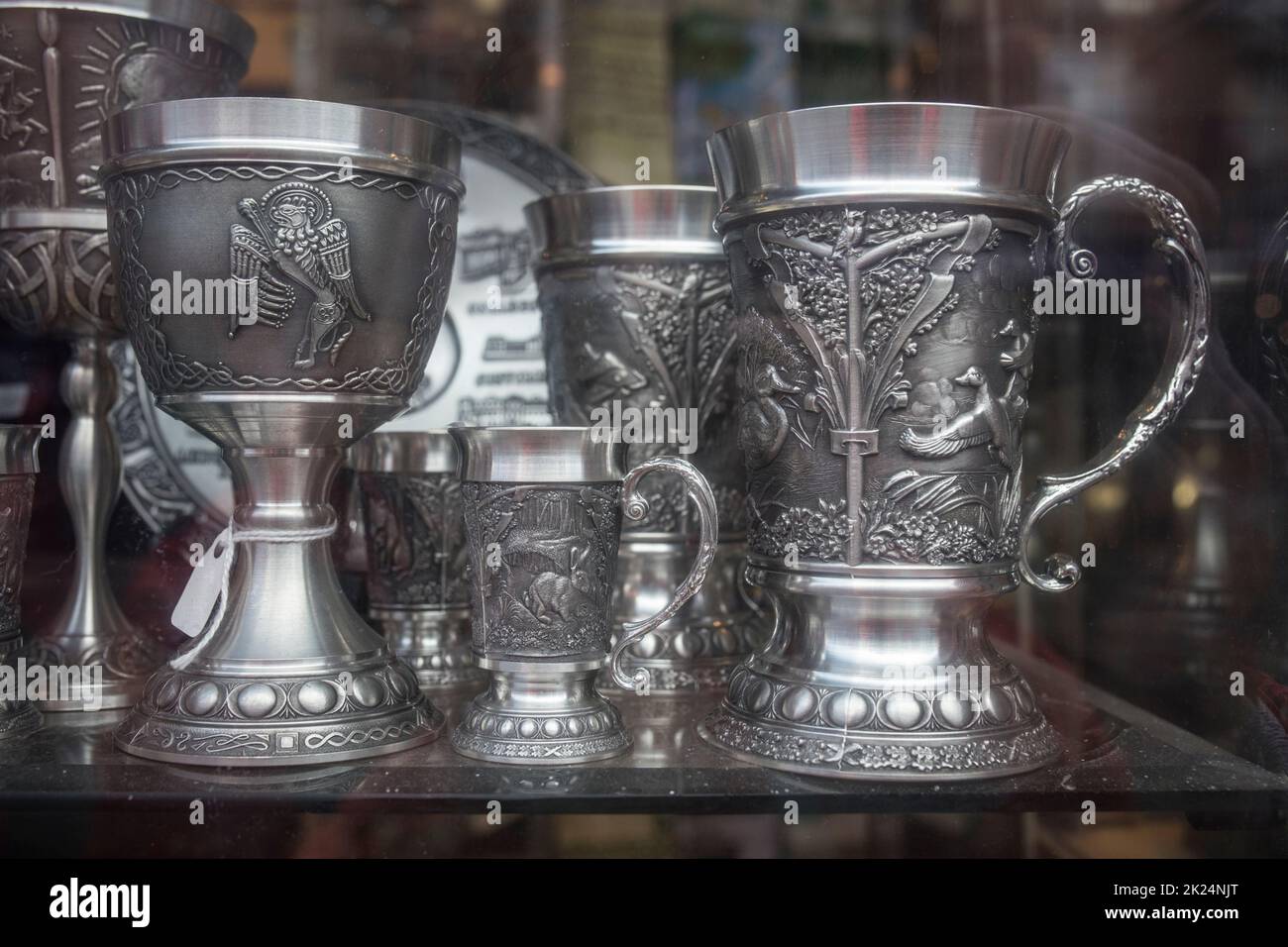 Dublin, Ireland Feb 9th, 2020 Silver tankards and globets. Typical