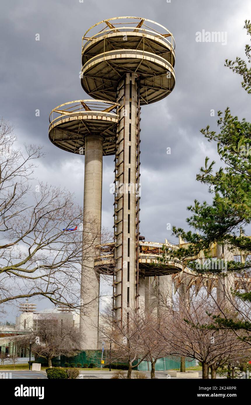New York State Pavilion Observation Towers view from low angle
