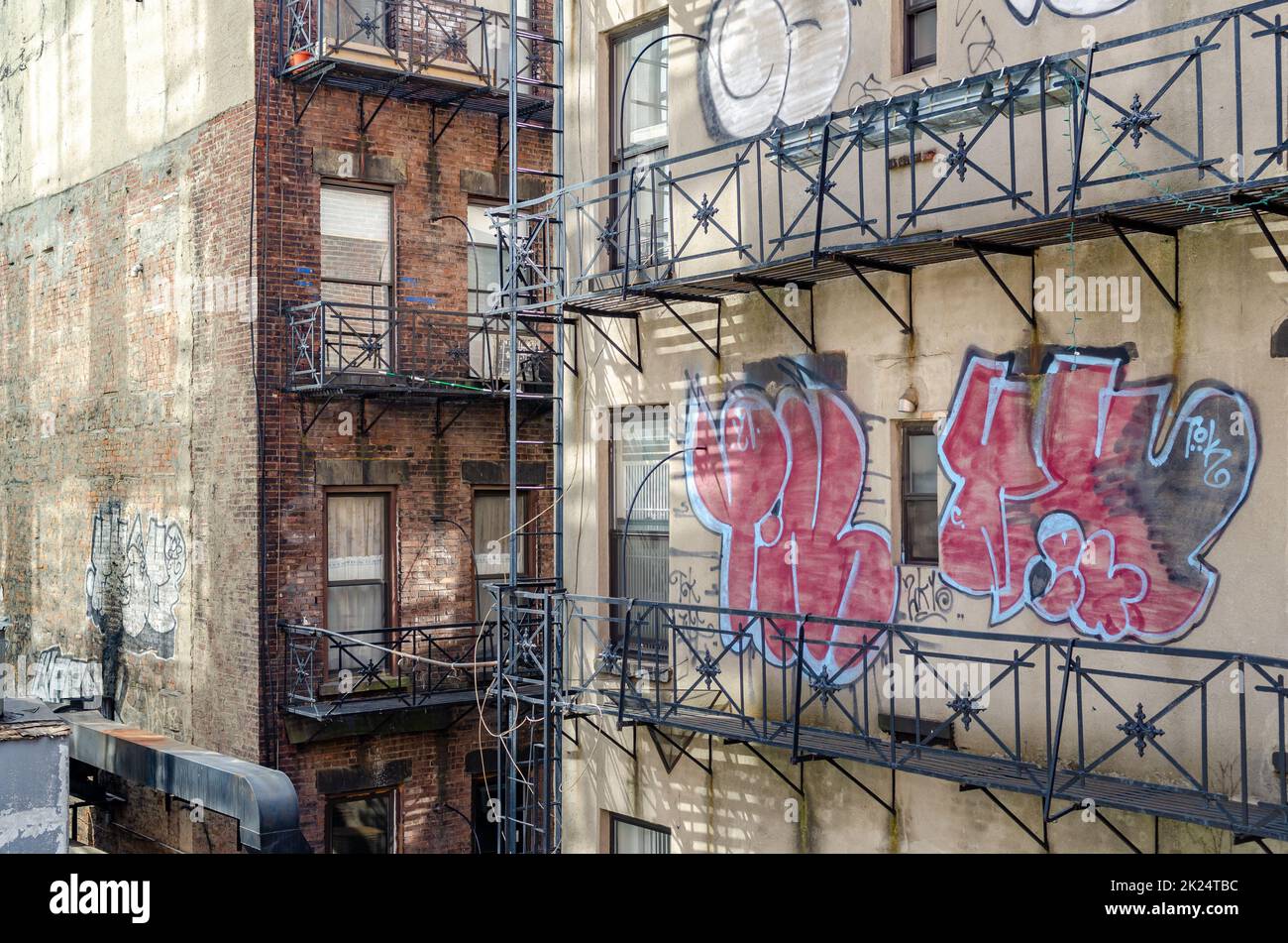 Rustic Graffiti Rustic Residential Building Facade in Chelsea with Graffiti on the Wall ...