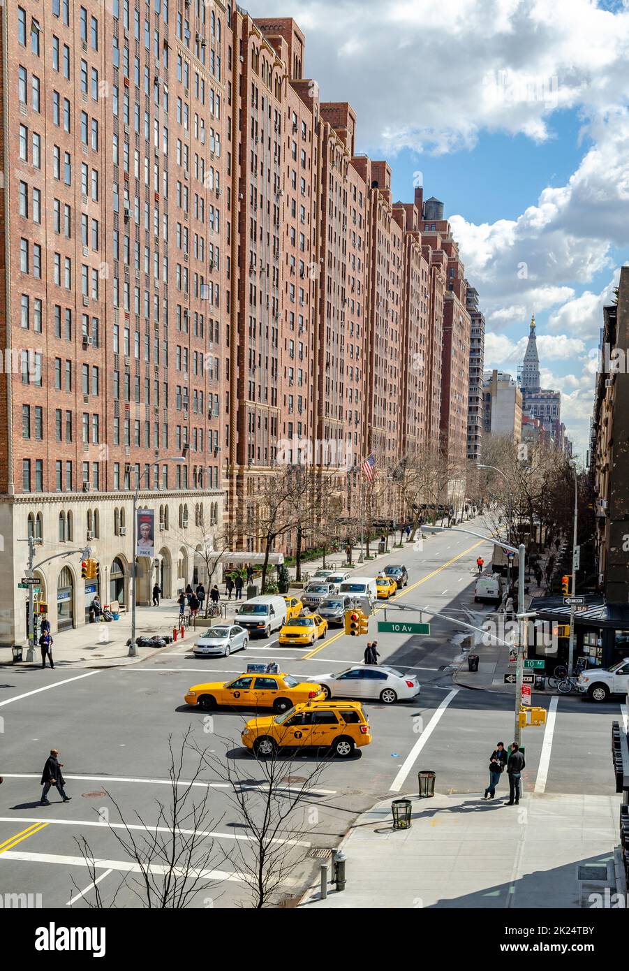 Crossroads at Chelsea, New York City with lots of yellow taxi cabs and ...