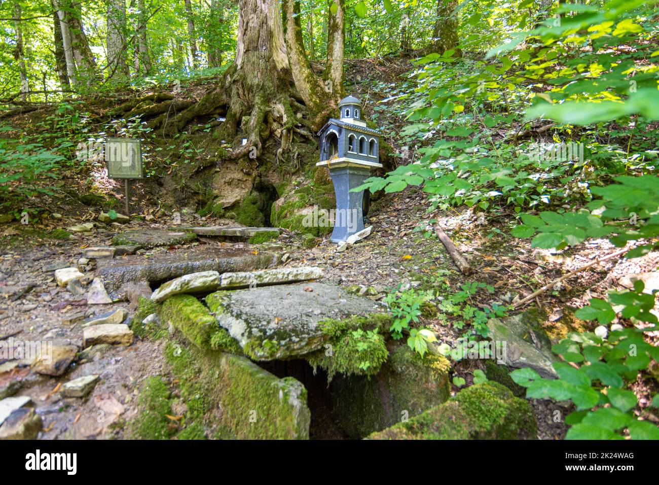 Neberdzhaevskaya, Russia - July 24, 2021: One of the sources of the complex of springs 'Holy handle' in the Krymsky district of the Krasnodar Territor Stock Photo