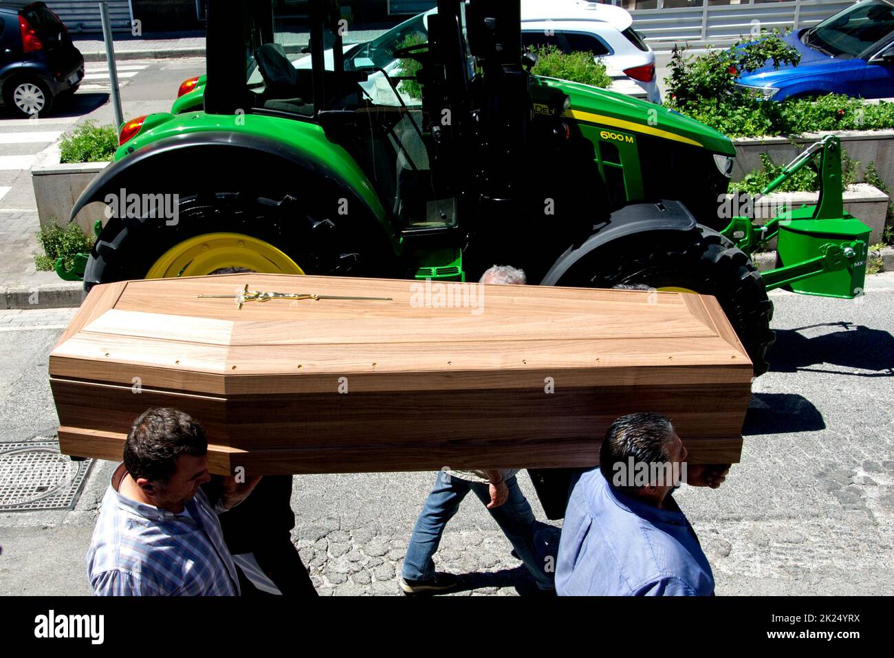 Breeders stage a funeral procession with a coffin in memory of 300