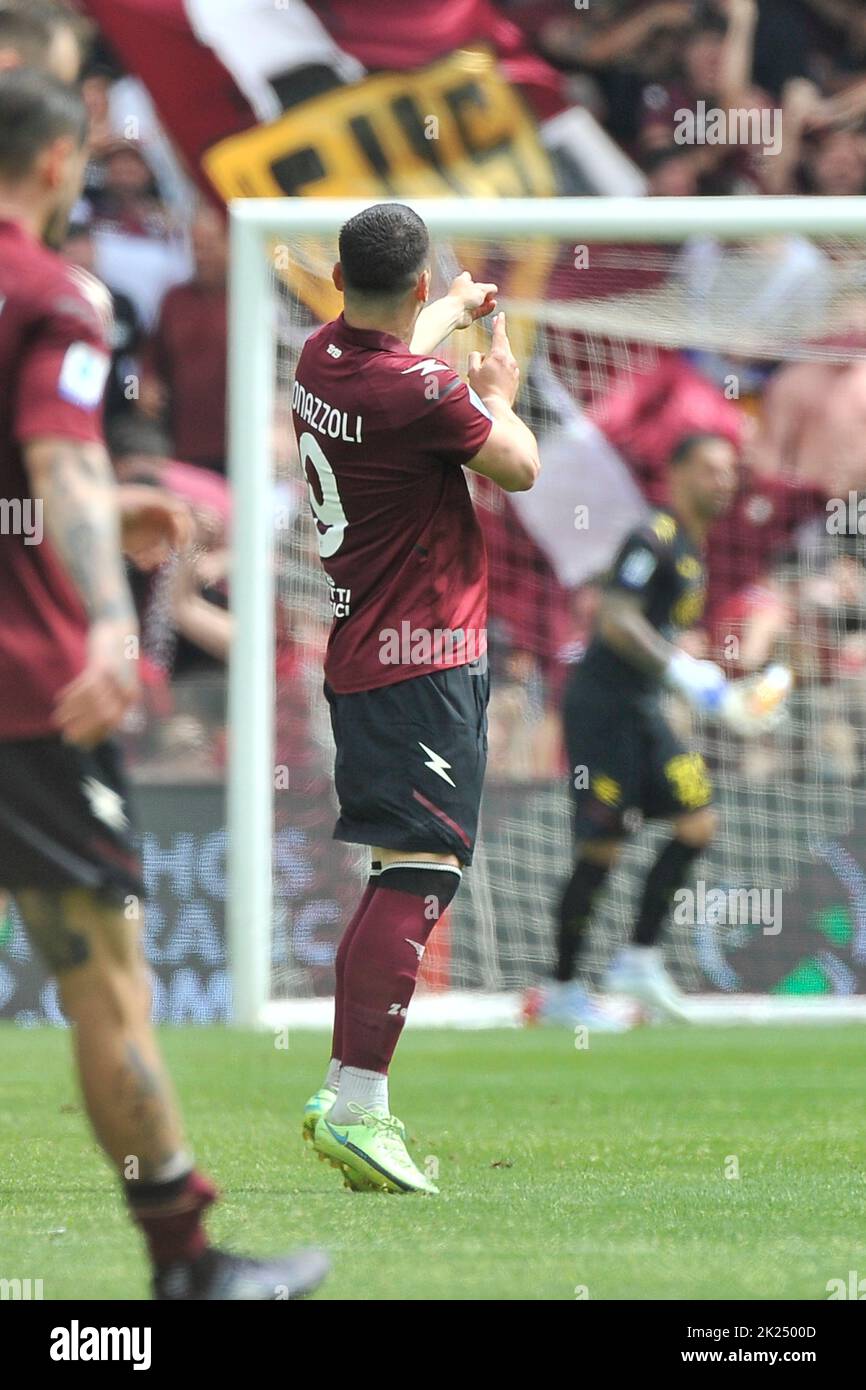 Federico Bonazzoli player of Salernitana, during the match of the Italian Serie A league between Salernitana vs Fiorentina final result, Salernitana 2 Stock Photo