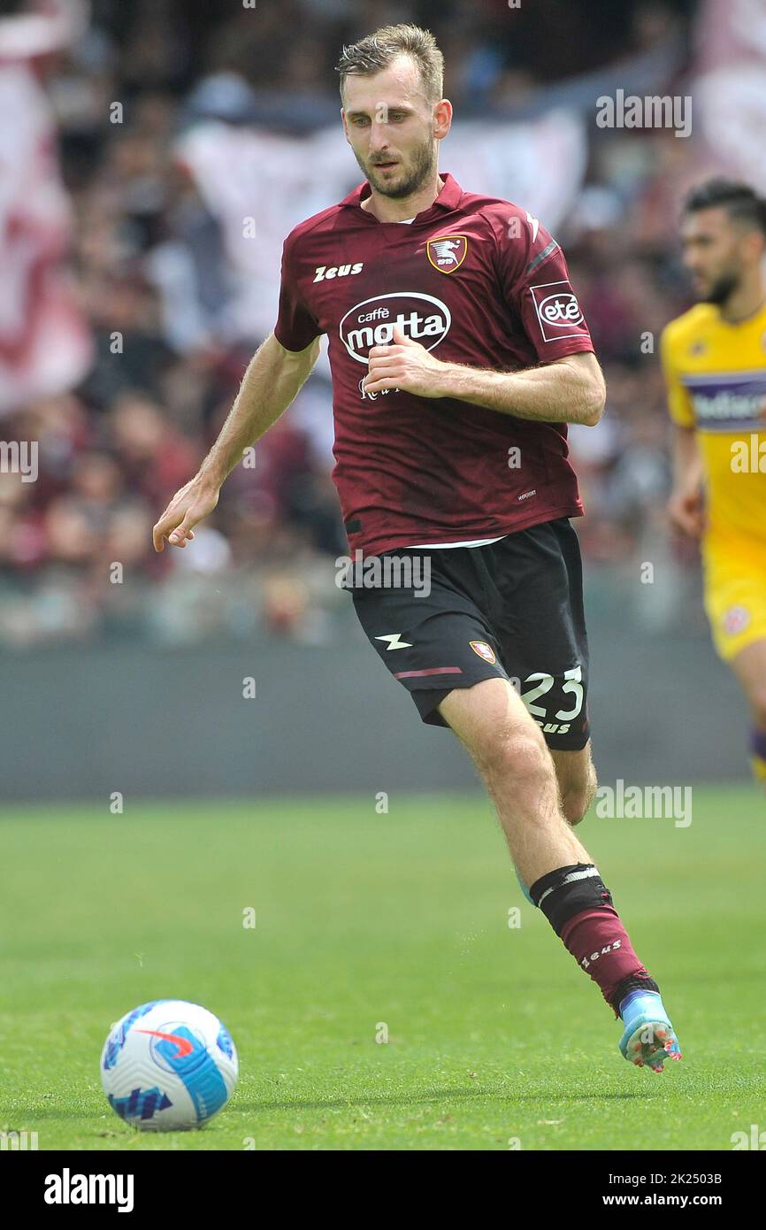 Norbert Gyomber player of Salernitana, during the match of the Italian Serie A league between Salernitana vs Fiorentina final result, Salernitana 2, F Stock Photo