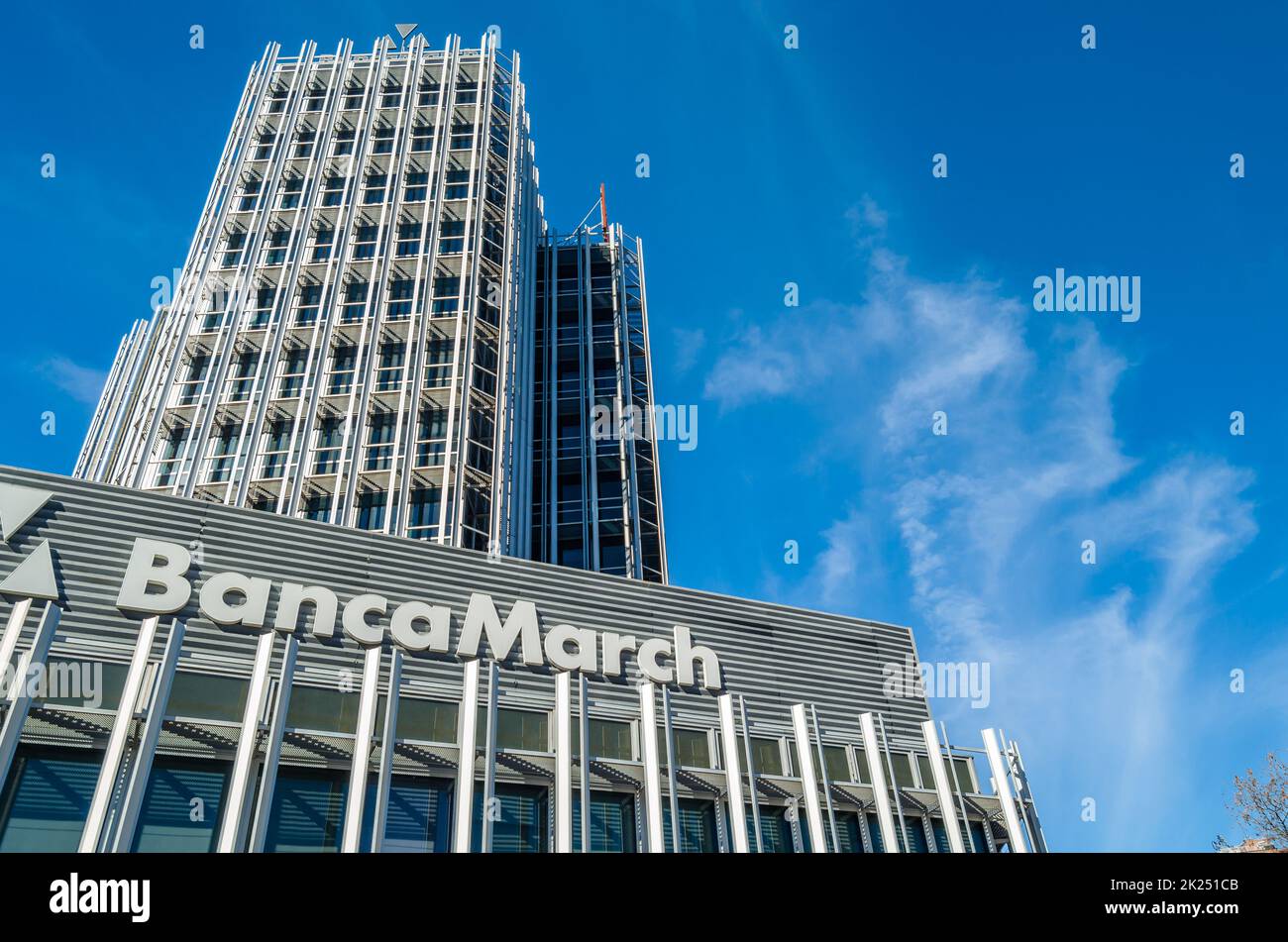 MADRID, SPAIN FEBRUARY 20, 2022 View of a Banca March bank branch