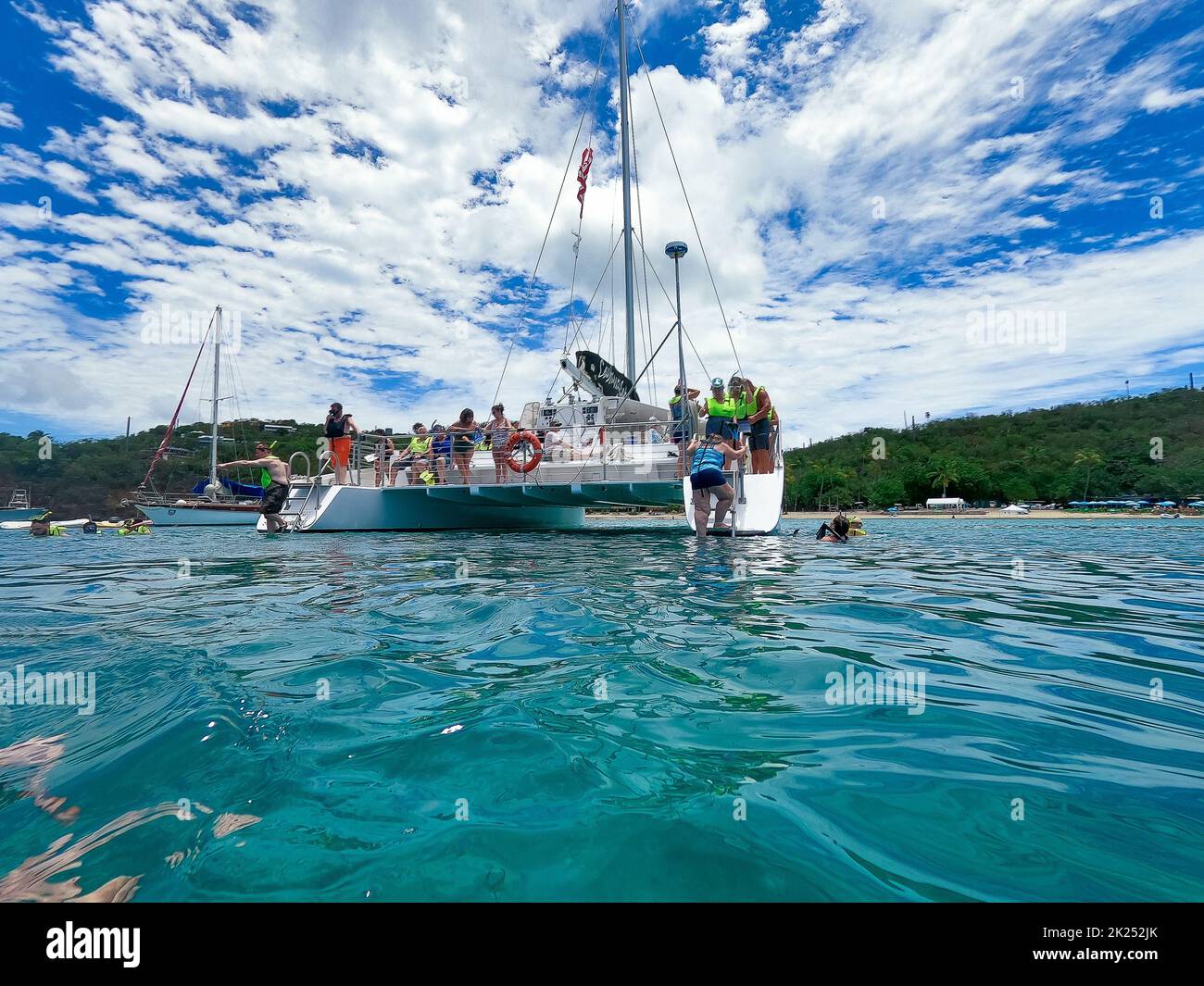 St. Thomas, USVI May 4, 2022 The people at snorkeling underwater and