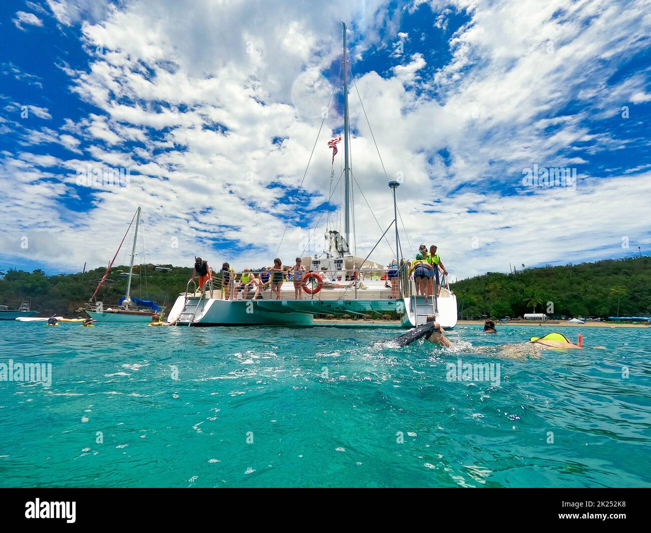 St. Thomas, USVI May 4, 2022 The people at snorkeling underwater and