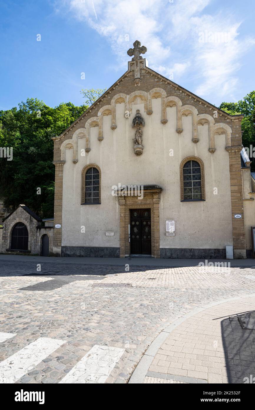 Luxembourg city, May 2022. External view of the  Romanian Orthodox Church 'Nativity of the Lord' in the city center Stock Photo