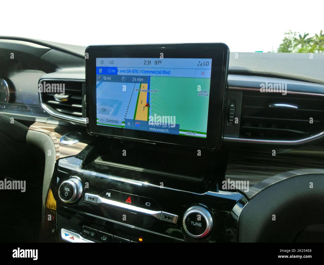 Miami, USA - May 07, 2022: Ford Explorer car dashboard and navigation ...