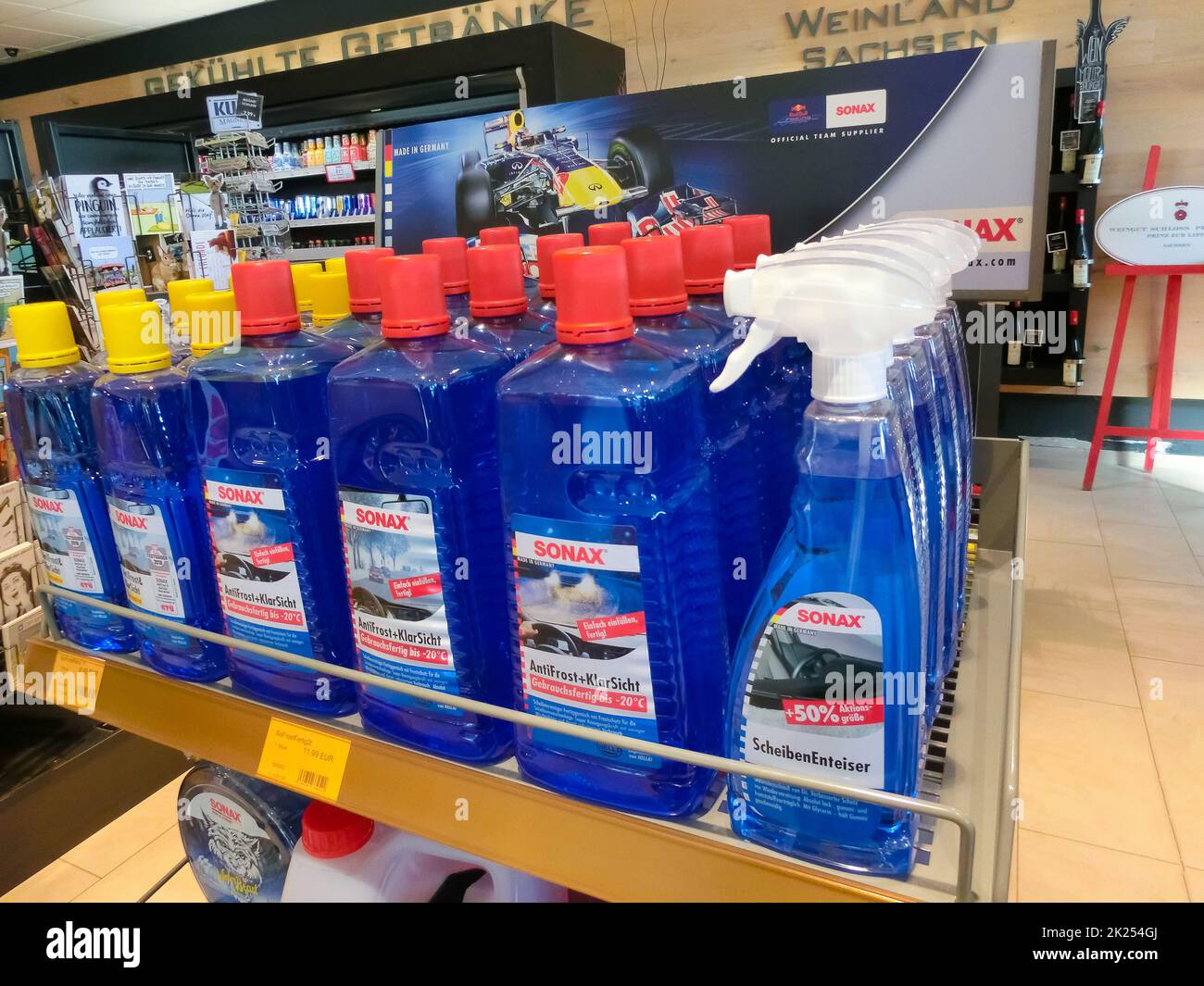 Dresden, Germany - April 18, 2022: Shell gas station. Sonax products in the  store: windshield washer winter, defroster Stock Photo - Alamy