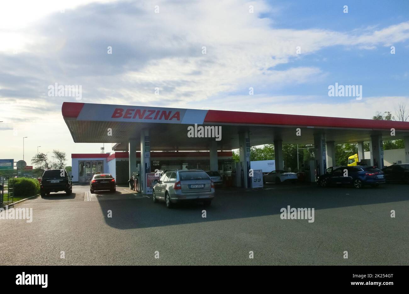Prague, Czech May 12, 2022 Benzina gas station. Gas station in