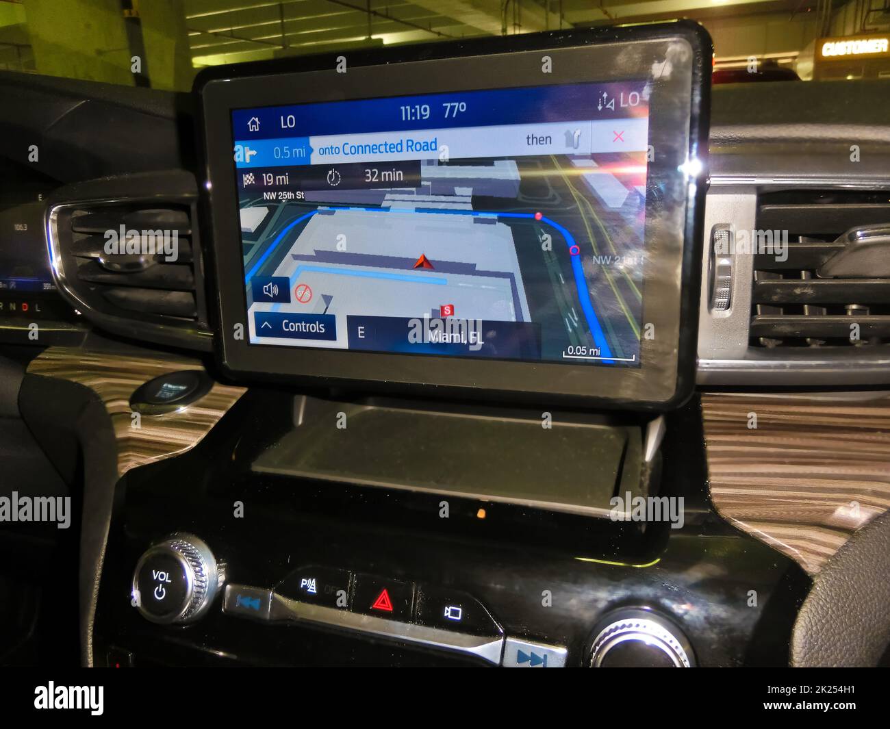 Miami, USA - May 07, 2022: Ford Explorer car dashboard and navigation ...