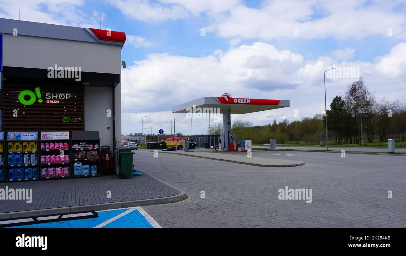 Wroclaw, Poland - April 17, 2022: ORLEN fuel and gas station.PKN Orlen is a major Polish oil refiner and petrol retailer. Stock Photo