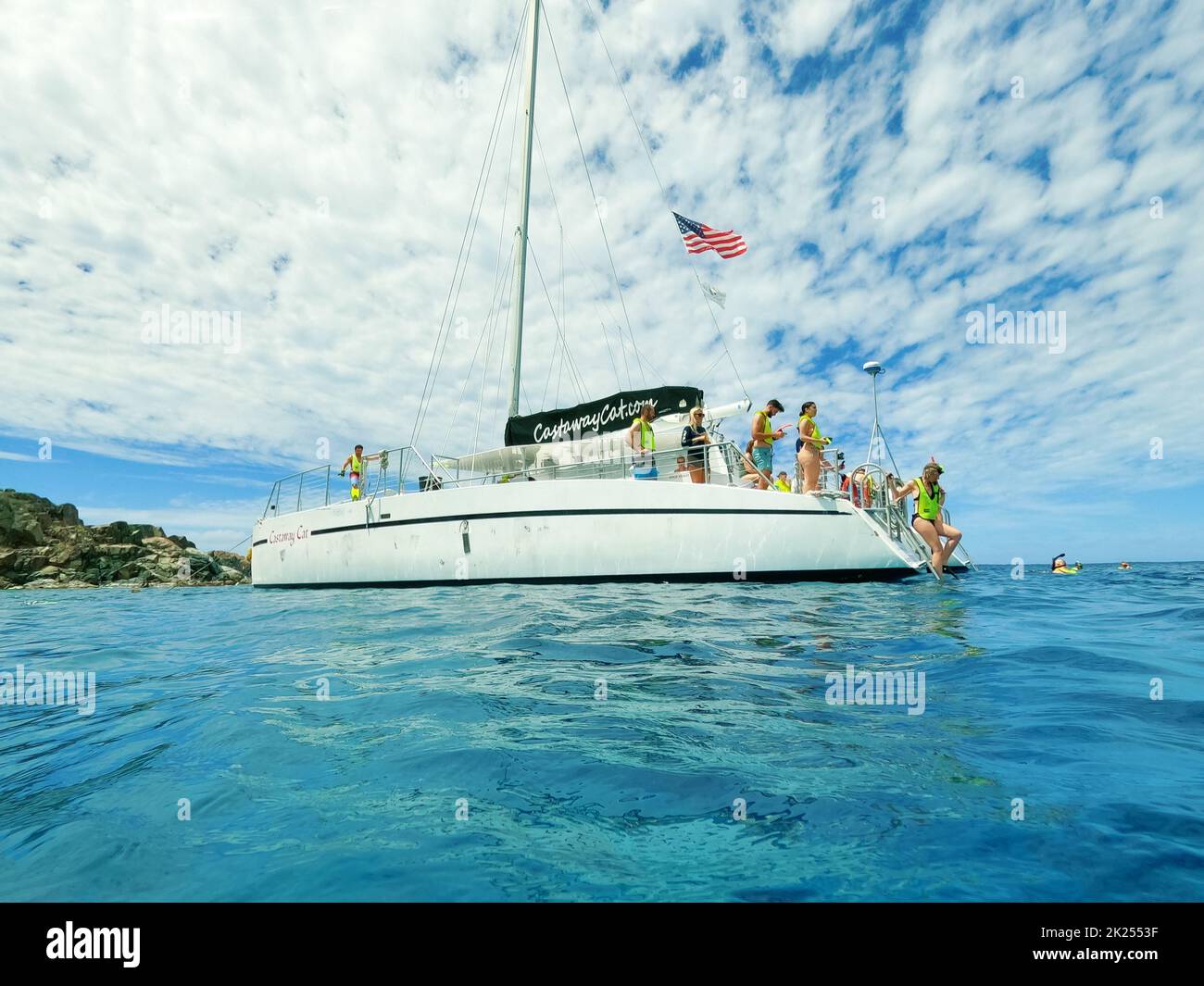 St. Thomas, USVI May 4, 2022 The people at snorkeling underwater and