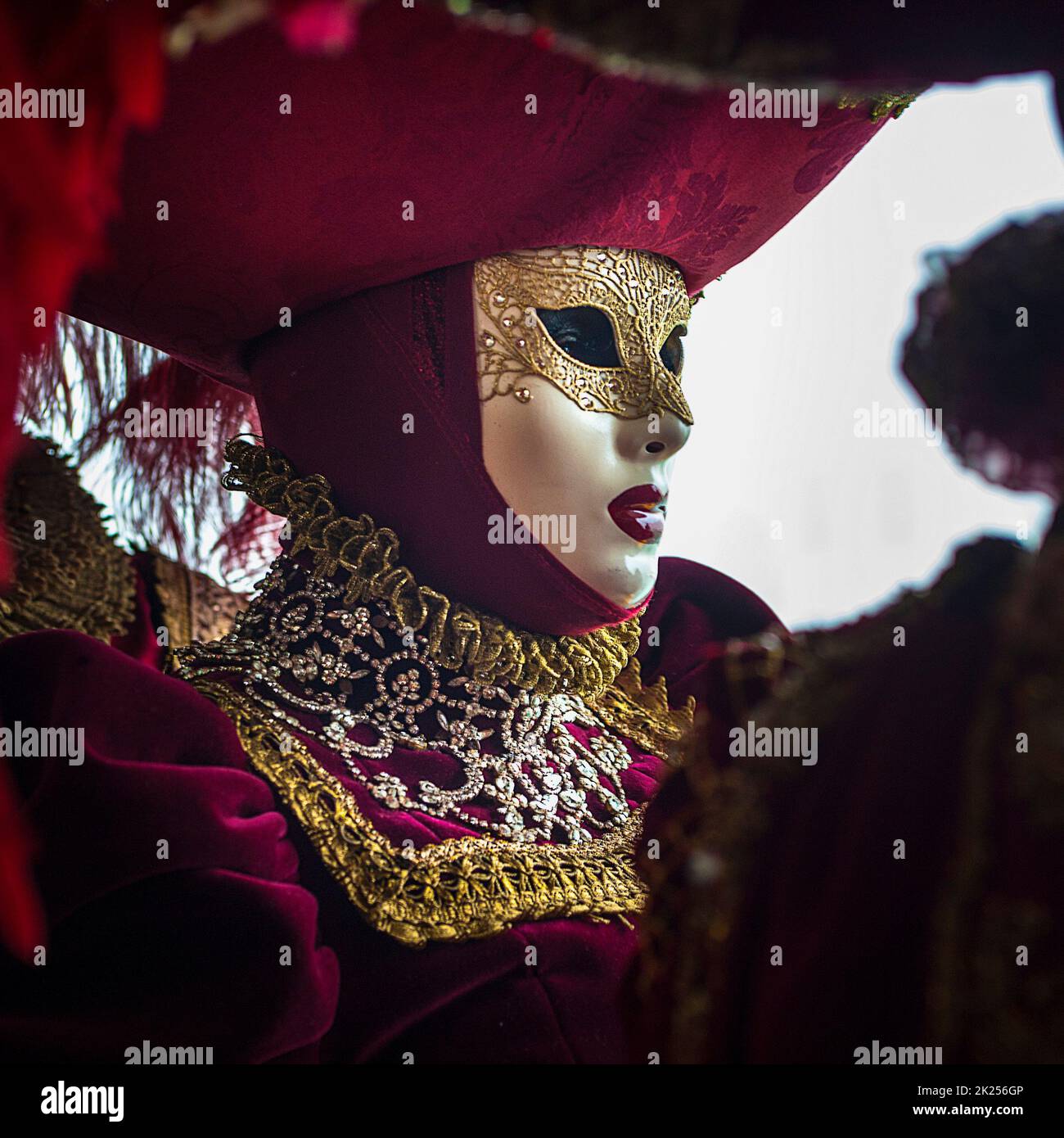 VENICE, ITALY - Febrary 22 2019: The masks of the Venice carnival 2019 Stock Photo