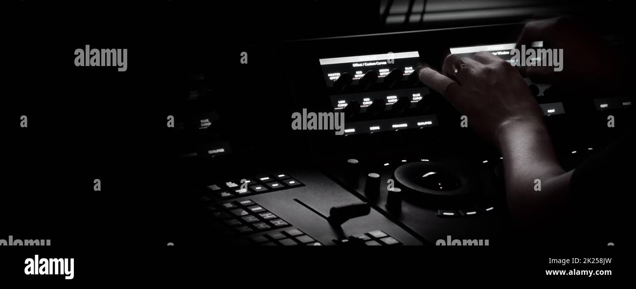 Video Production Control Panel Edit video production control panel in studio. Editor editing and grade ...