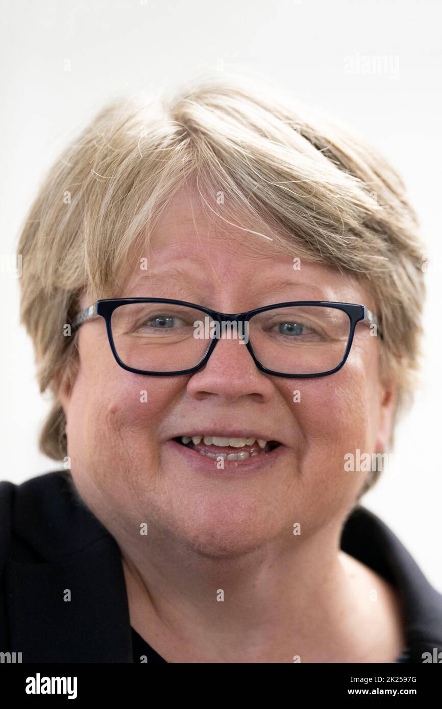 Health and Social Care Secretary Therese Coffey during her visit to The Marven Surgery in London, following her announcement to help patients receive easier access to NHS and social care. Issue date: Thursday September 22, 2022. Stock Photo