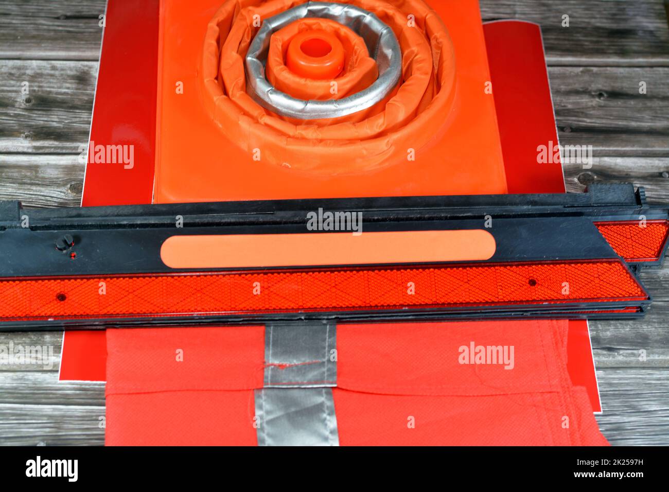 Car safety measures of warning foldaway reflective road hazard warning triangle, safety vest