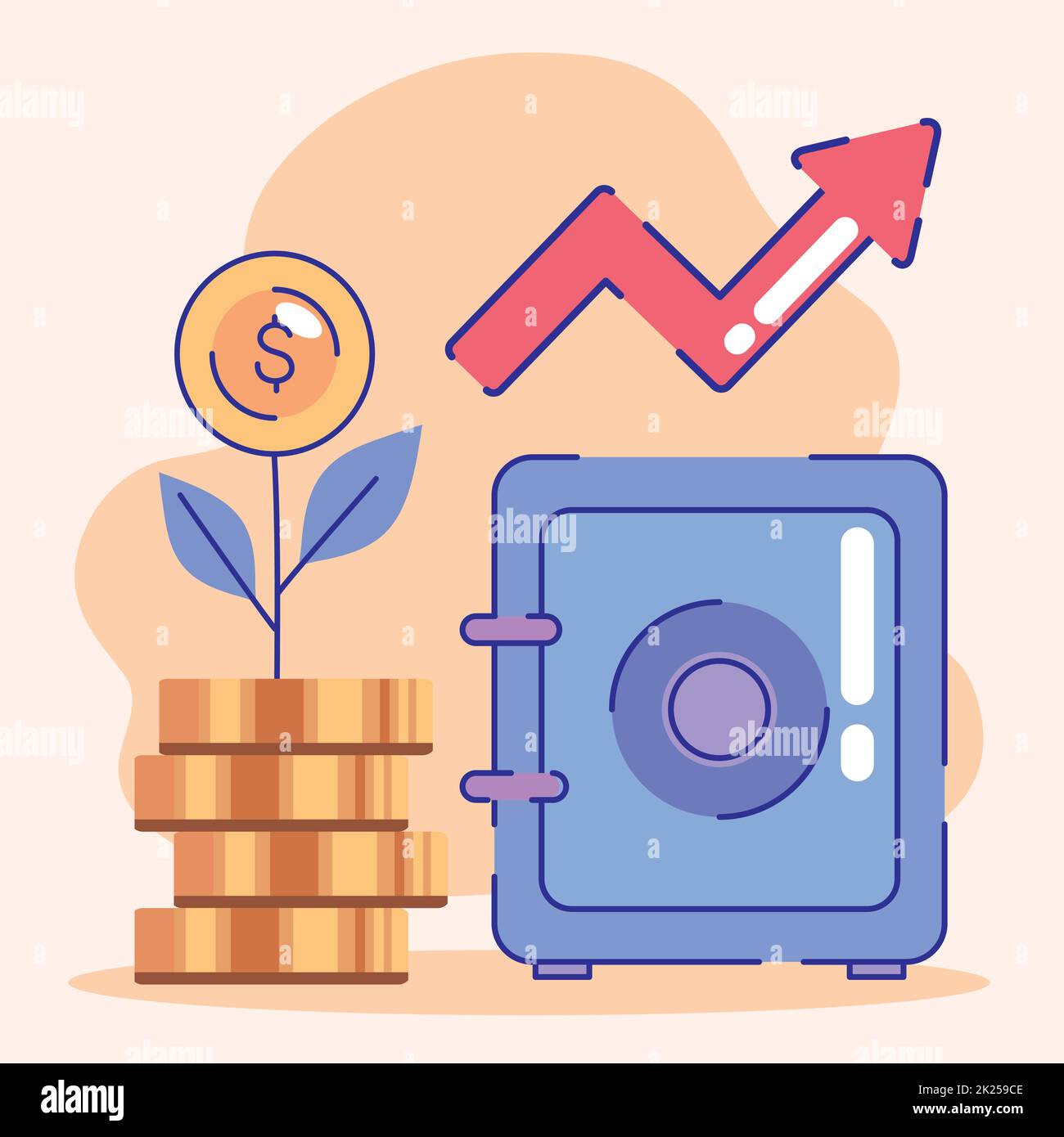 safe box and money income Stock Vector Image & Art - Alamy