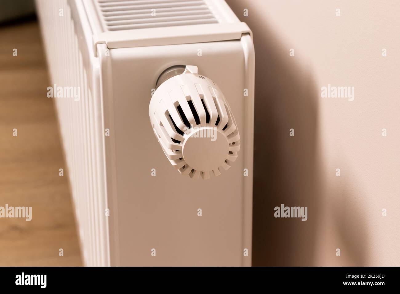 Control valve of home heating radiator in modern living room