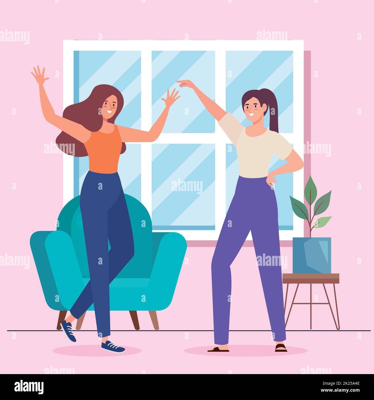 girls dancing and sofa Stock Vector Image & Art Alamy