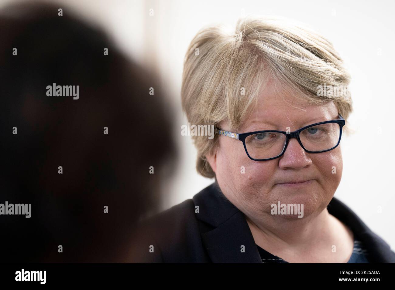 Health and Social Care Secretary Therese Coffey during her visit to The Marven Surgery in London, following her announcement to help patients receive easier access to NHS and social care. Picture date: Thursday September 22, 2022. Stock Photo