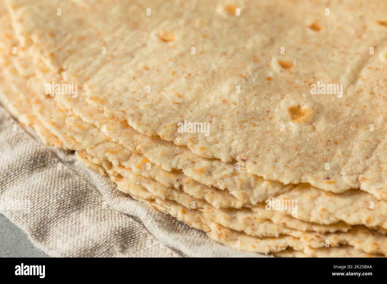 Homemade Whole Wheat Tortillas in a Stack Stock Photo