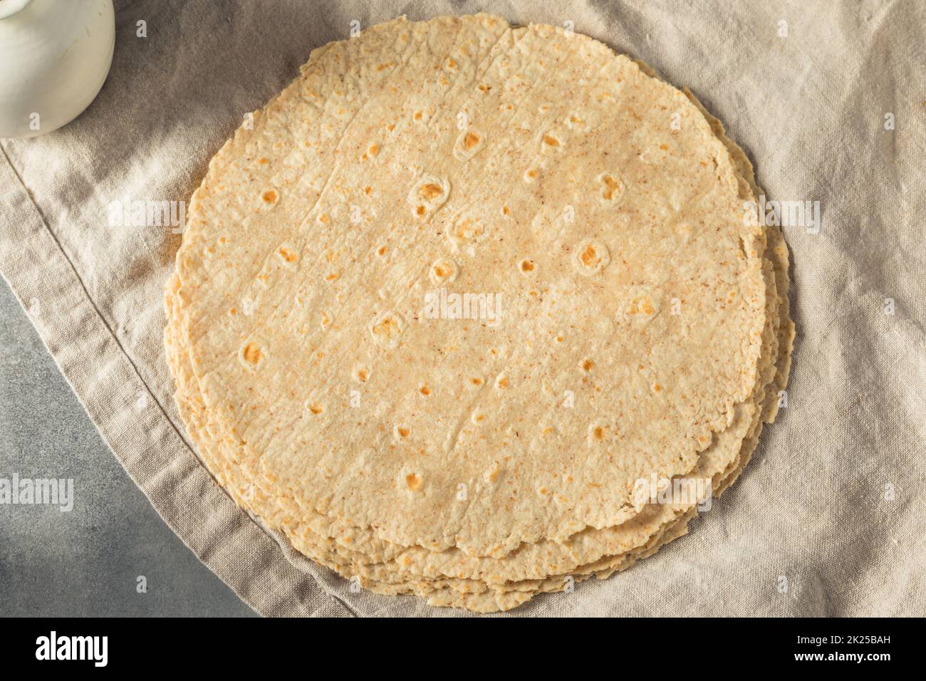 Homemade Whole Wheat Tortillas in a Stack Stock Photo