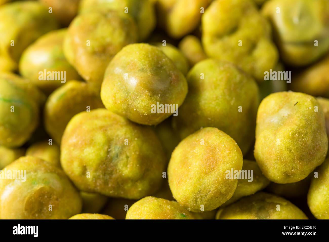 Homemade Japanese Wasabi Peas in a Bowl Stock Photo
